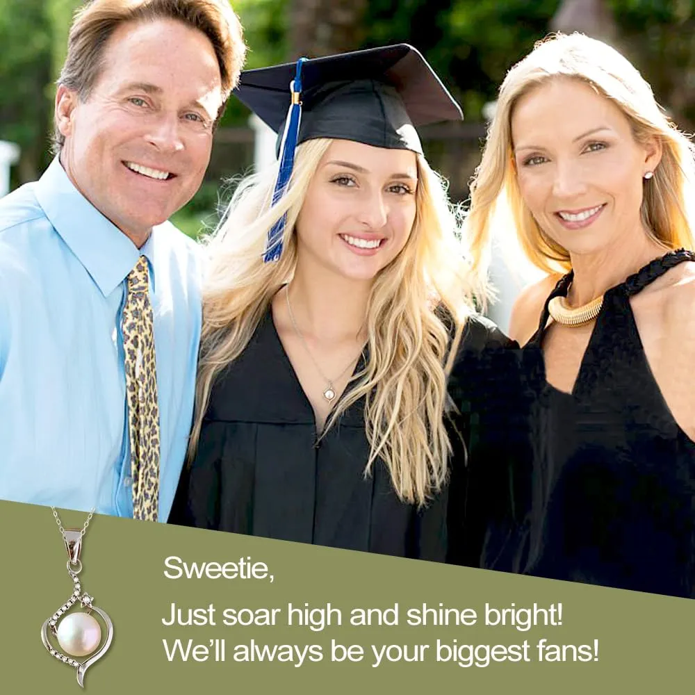to My Beautiful Daughter Necklace, 2025 College High School Graduation Gifts for Her, Birthday Gifts for Daughter Adault, Daughter Gifts, Silver Pearl Heart Necklace