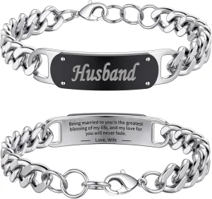 To My Son Brother Husband Grandson Boyfriend Men Cuban Bracelet, Stainless Steel Link Chain Bracelets Jewelry Birthday Graduation Gifts for Kids Teen Boy 7.5-8.5 Inches