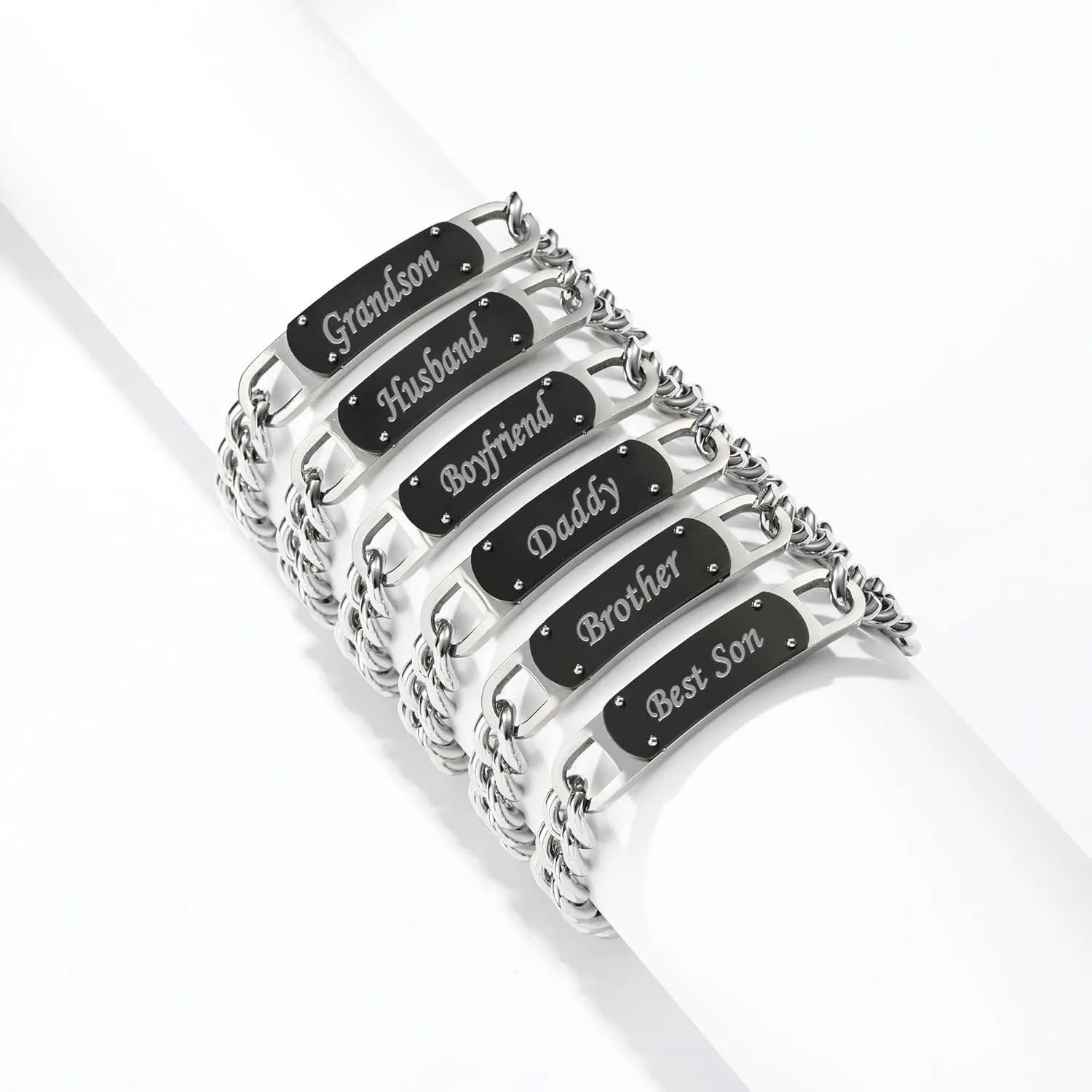 To My Son Brother Husband Grandson Boyfriend Men Cuban Bracelet, Stainless Steel Link Chain Bracelets Jewelry Birthday Graduation Gifts for Kids Teen Boy 7.5-8.5 Inches