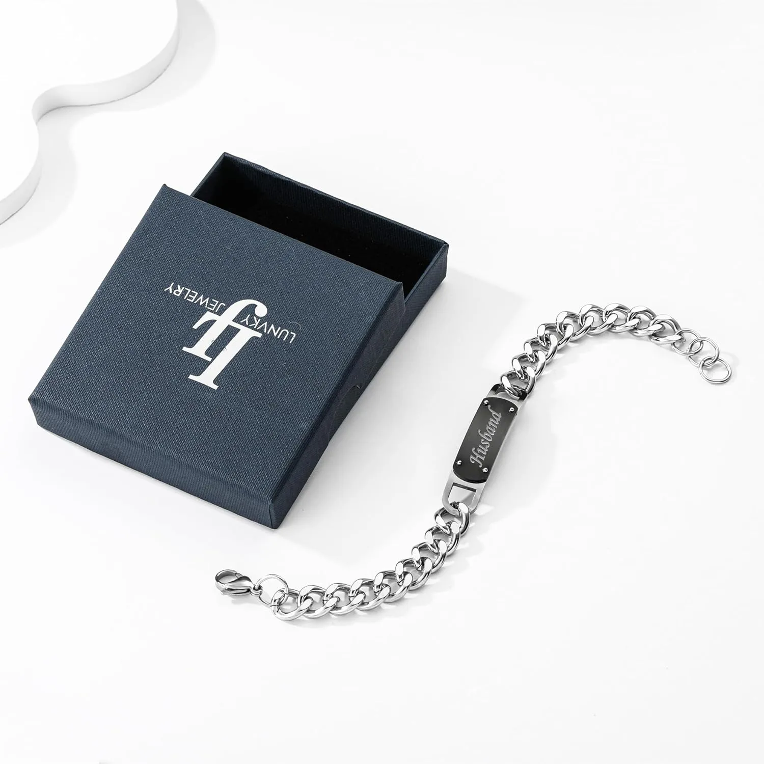 To My Son Brother Husband Grandson Boyfriend Men Cuban Bracelet, Stainless Steel Link Chain Bracelets Jewelry Birthday Graduation Gifts for Kids Teen Boy 7.5-8.5 Inches