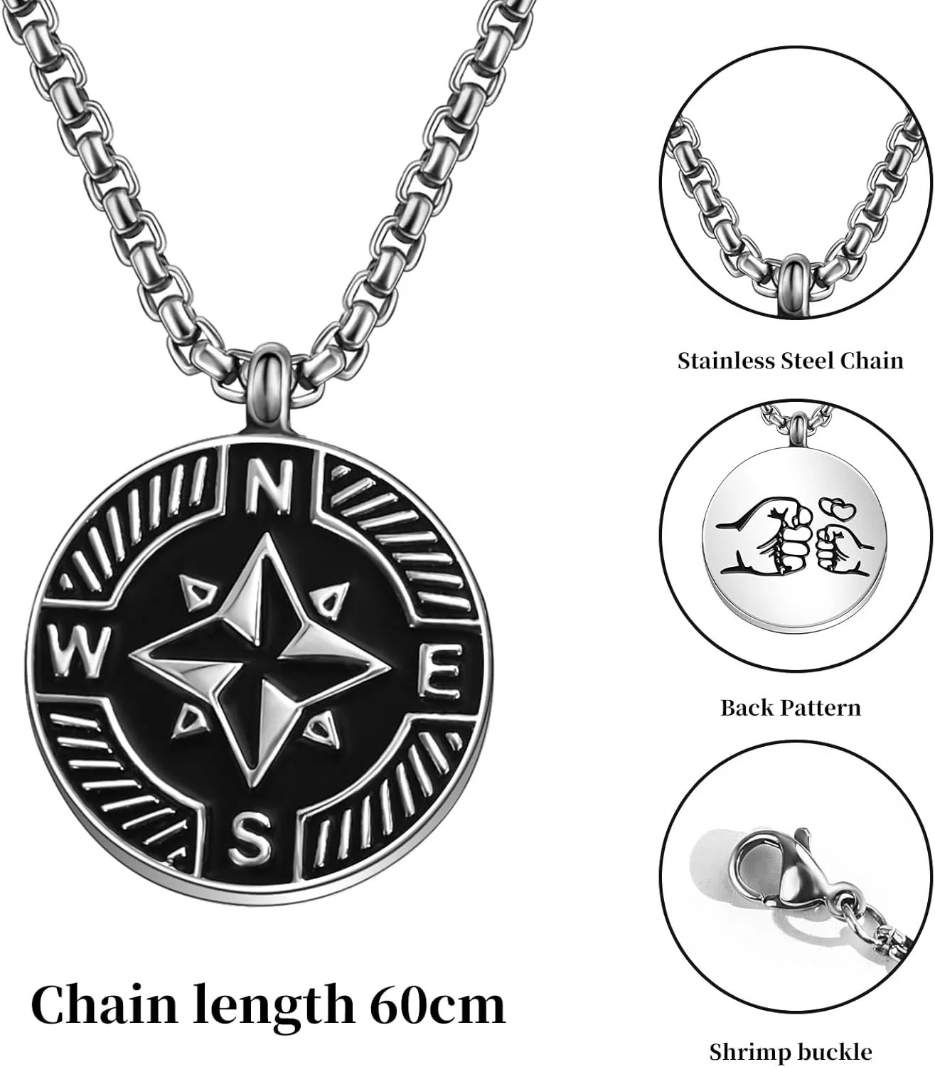 To My Son/Dad Necklace, 2025 Graduation Gifts, Compass Necklace Fathers Day Birthday Anniversary Jewelry Gifts