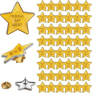Unittype 48 Pcs Golden Star Pins Employee Appreciation Gifts Bulk Doing My Best Lapel Enamel Pin Glittery Star Buttons Pins Gifts for Women Graduation Students Volunteers nurse