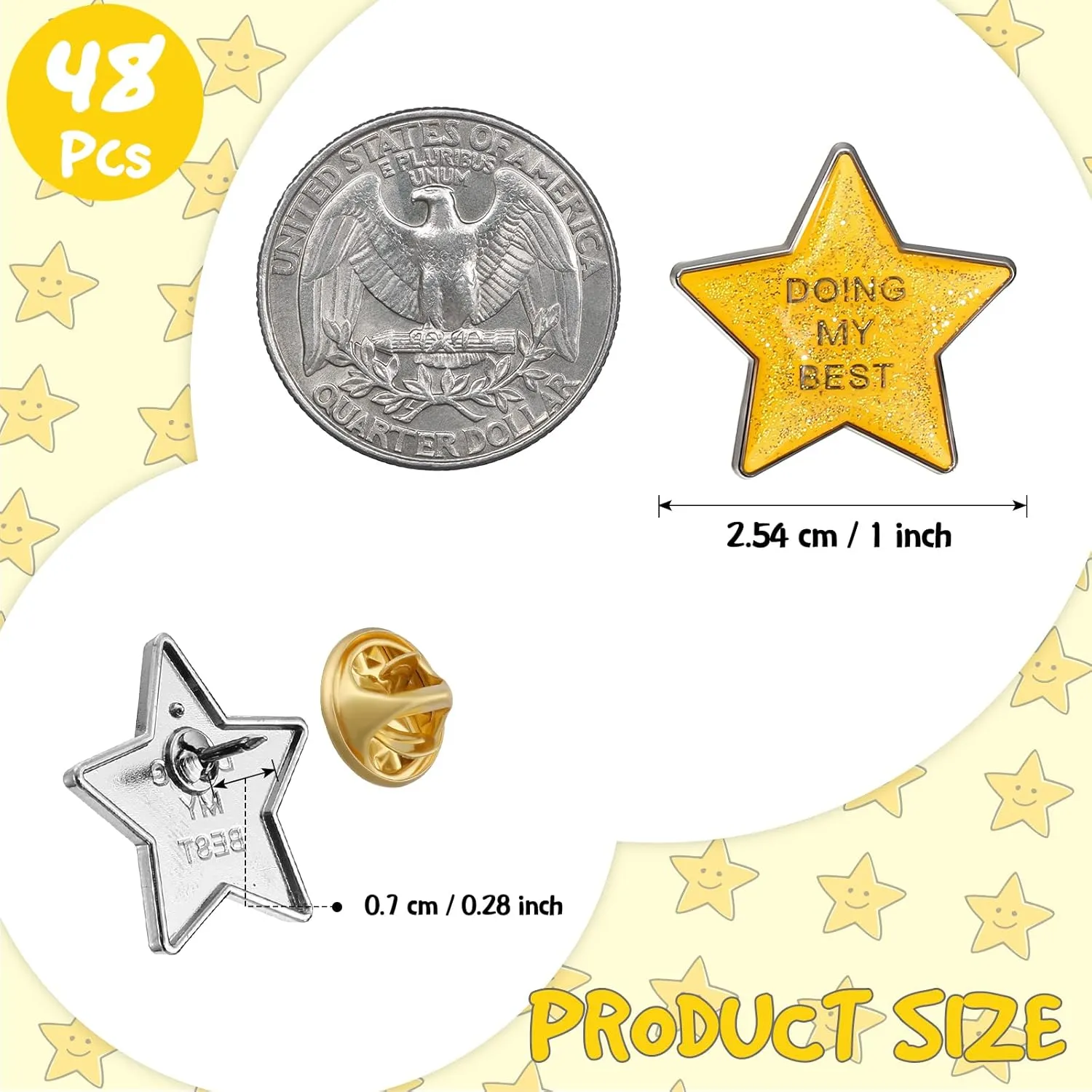 Unittype 48 Pcs Golden Star Pins Employee Appreciation Gifts Bulk Doing My Best Lapel Enamel Pin Glittery Star Buttons Pins Gifts for Women Graduation Students Volunteers nurse