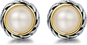 UNY JEWEL Jewelry Two Tone Foxtail Imitation Pearl Designer Inspired Women French Clip Earring Christmas Valentine Gifts