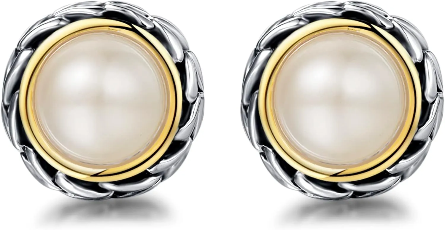 UNY JEWEL Jewelry Two Tone Foxtail Imitation Pearl Designer Inspired Women French Clip Earring Christmas Valentine Gifts