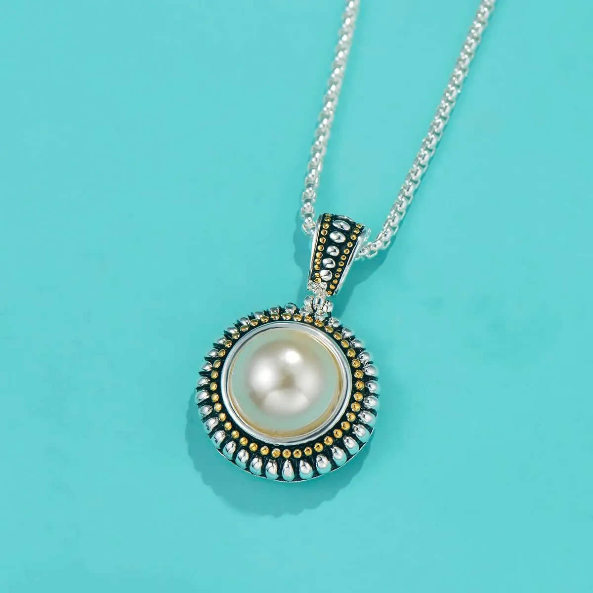UNY JEWEL Make a Statement 16mm Imitation Pearl Designer Inspired 2.5mm Box Chain 45CM 5CM Women Enhancer Pendant Necklace