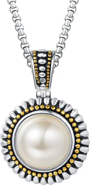 UNY JEWEL Make a Statement 16mm Imitation Pearl Designer Inspired 2.5mm Box Chain 45CM 5CM Women Enhancer Pendant Necklace