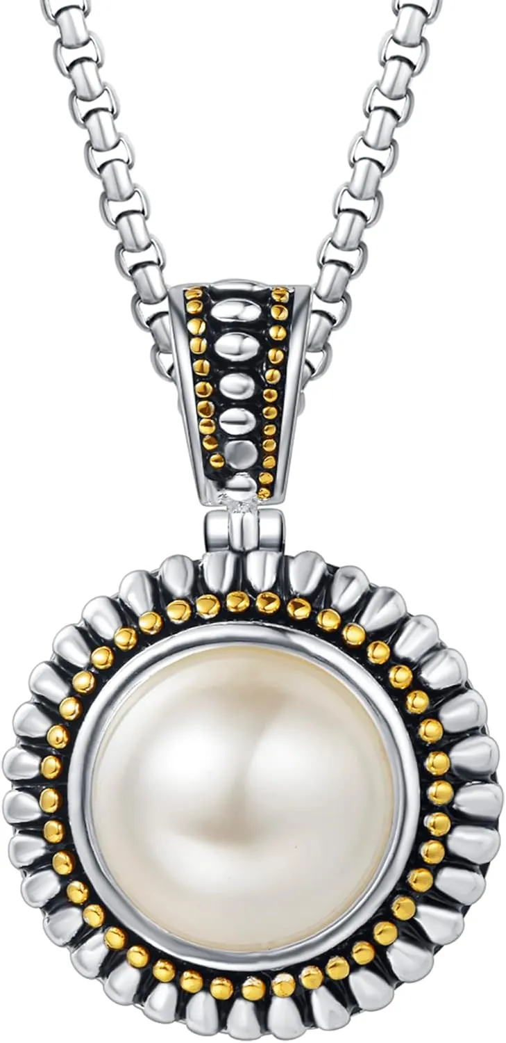 UNY JEWEL Make a Statement 16mm Imitation Pearl Designer Inspired 2.5mm Box Chain 45CM 5CM Women Enhancer Pendant Necklace