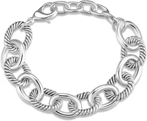 UNY JEWEL Twisted Cable Wire Link Chain Bracelet Two Tone Designer Brand Inspired Women Jewelry Valentine (2 Tone)