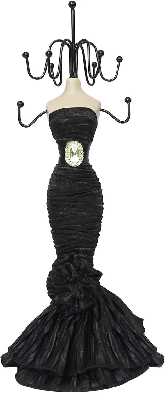 WE Doll Jewelry Stand Holder Mannequin Necklace Display Orgaziner Black Evening Gown Jewelry Stand 10 inches