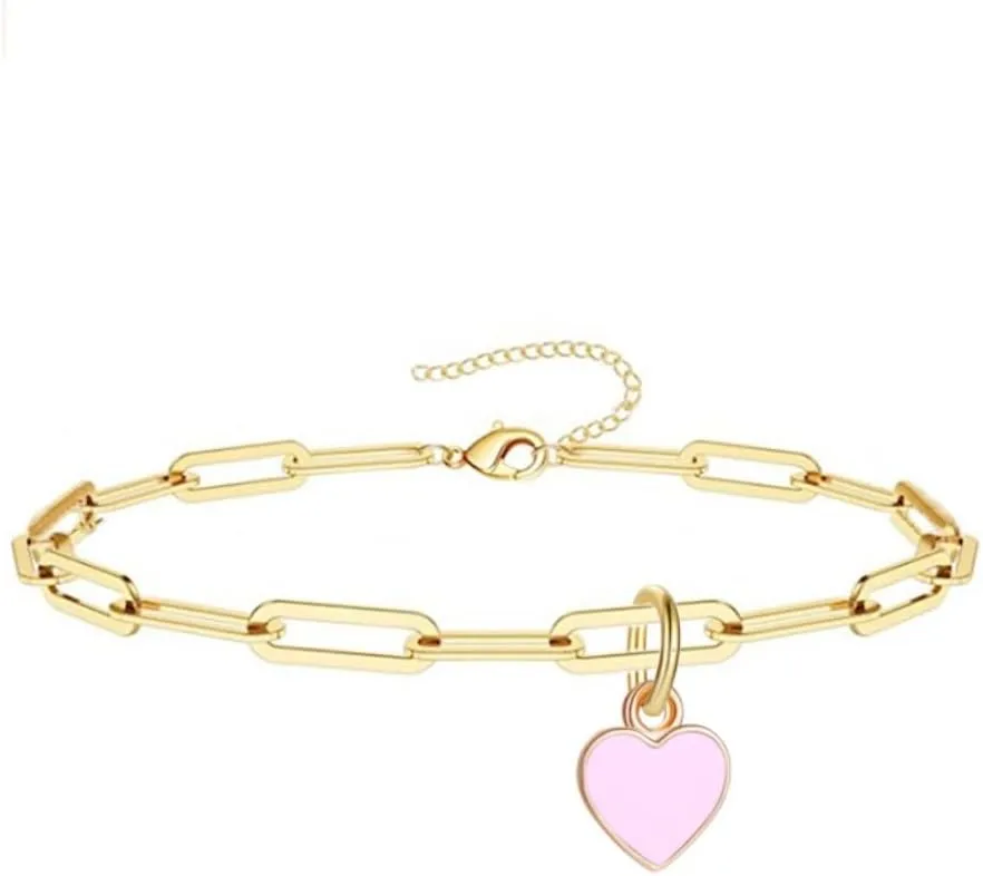 XAM Love Metal Bracelet Anklet Simple Metal Chain Stainless Steel Bracelet Anklet Heart Jewelry for Women Valentine's Day Birthday Gifts Jewelry Gifts Mother's Day Gifts