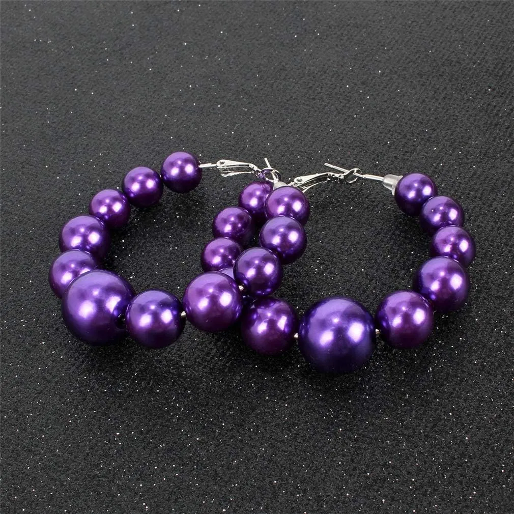 YAZILIND Exaggerated Big Circle Hoop Earrings Fashion Imitation Pearl Earring Female Party Jewelry