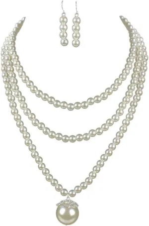 YAZILIND Fashion Multi Layers Choker Imitation Pearl Necklace Earring for Wedding Bridal Jewelry