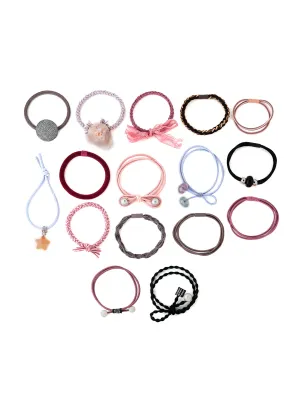 Yellow Chimes Rubber Bands for Women Hair Accessories for Women Hair Rubber Band Multicolor 16 Pcs Elastic Hair Rubber Bands for Women Hair Ties Ponytail Holders with Storage Box Gift For Women